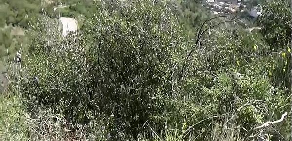 Little Spanish brunette Mature fucking and sucking big cock in the mountains. (full escene)